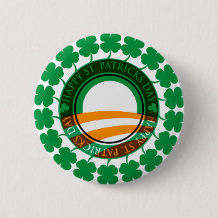 Macaron Rond 5 Cm Jour de la Saint Patrick heureux d'Obama