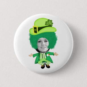 Macaron Rond 5 Cm Jour de la Saint Patrick irlandais Jig, Tête encad