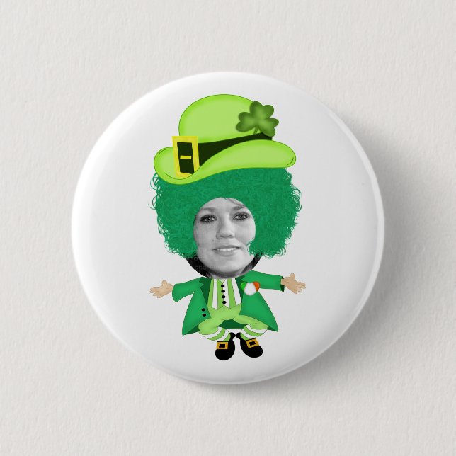 Macaron Rond 5 Cm Jour de la Saint Patrick irlandais Jig, Tête encad (Devant)