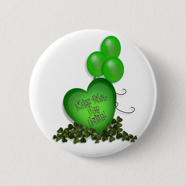 Macaron Rond 5 Cm Jour de la Saint Patrick Kiss me Im Irish Balloons (Devant)