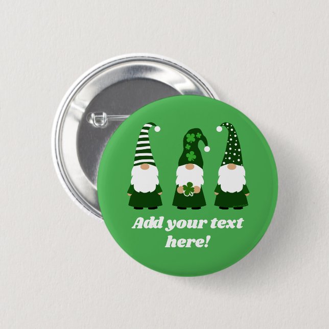 Macaron Rond 5 Cm Jour de la Saint Patrick personnalisé Gnomes migno (Devant & derrière)