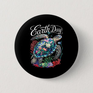 Macaron Rond 5 Cm Jour de la Terre 2025 Tortue marine Restaurer la T