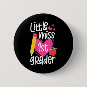 Macaron Rond 5 Cm Jour De L'École Petite Miss 1ère Filles De Grande