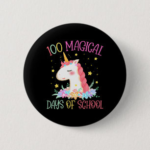 Macaron Rond 5 Cm Jour De L'École Unicorne 100 Jours Magiques Filles