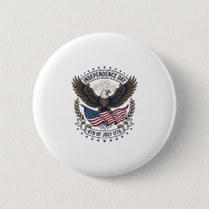 Macaron Rond 5 Cm Jour de l'Indépendance Aigle Drapeau Vintage Chemi