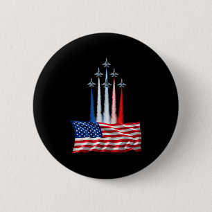 Macaron Rond 5 Cm jour de l'indépendance drapeau américain avions à