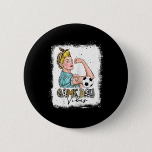 Macaron Rond 5 Cm Jour de match de foot délavé pour femmes Vibes Mam