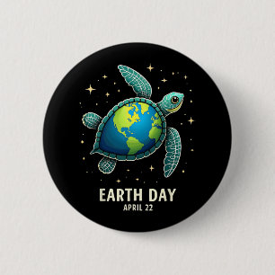 Macaron Rond 5 Cm Jour des terres 2025 Restaurer Earth Sea Turtle Ar
