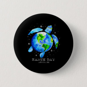 Macaron Rond 5 Cm Jour des terres 2025 Restaurer Earth Sea Turtle Ar