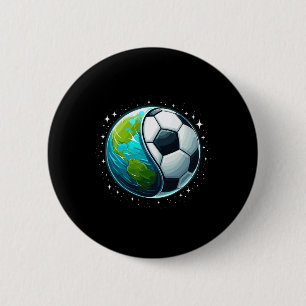 Macaron Rond 5 Cm Jour des terres de soccer Terre Football Sports Ho