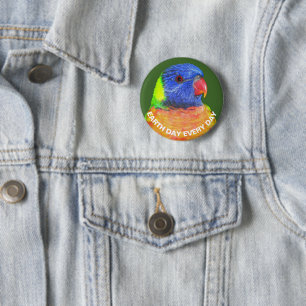 Macaron Rond 5 Cm Jour des terres tous les jours Rainbow Lorikeet Pa