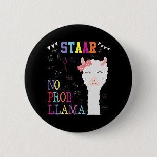 Macaron Rond 5 Cm Jour d'essai Squad No Prob-llama Llama Enseignant