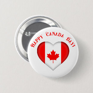 Macaron Rond 5 Cm Jour du Canada pour le coeur canadien
