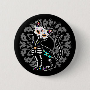 Macaron Rond 5 Cm Jour Girly de la coutume squelettique mignonne