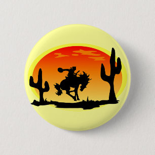Macaron Rond 5 Cm Jour national de la silhouette de Bronco de cowboy