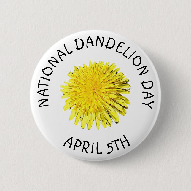 Macaron Rond 5 Cm Jour national du Dandelion 5 avril Bouton (Devant)