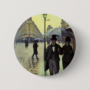Macaron Rond 5 Cm Journée de la Pluie de Paris par Gustave Caillebot