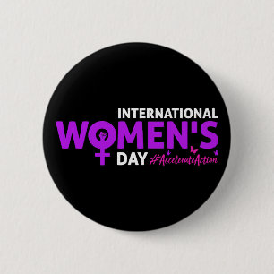 Macaron Rond 5 Cm Journée internationale de la femme 2025 Accélérer