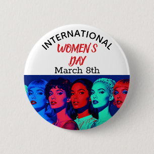 Macaron Rond 5 Cm Journée internationale des femmes   Pop Art 