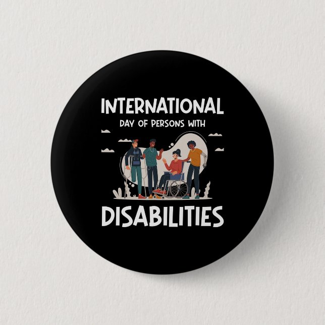 Macaron Rond 5 Cm Journée Internationale Des Personnes Handicapées (Devant)
