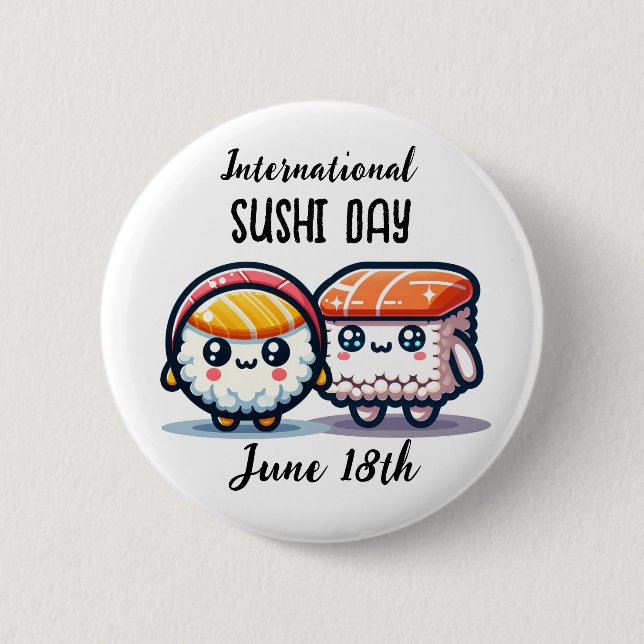 Macaron Rond 5 Cm Journée internationale du Sushi _ 18 juin (Devant)