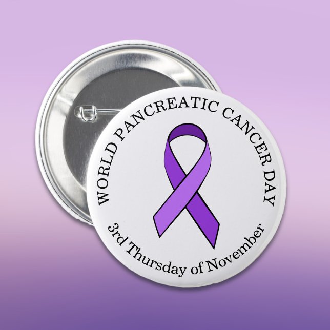 Macaron Rond 5 Cm Journée mondiale du cancer du pancréas Novembre (Créateur téléchargé)