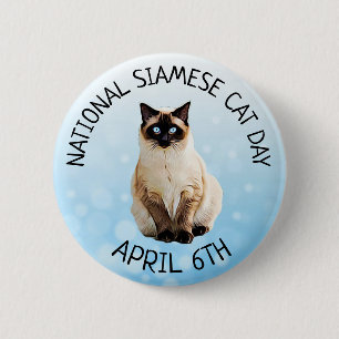 Macaron Rond 5 Cm Journée nationale des chats siamois 6 avril Bouton