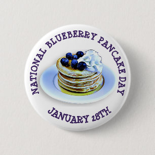 Macaron Rond 5 Cm Journée nationale des crêpes aux bleuets 28 janvie