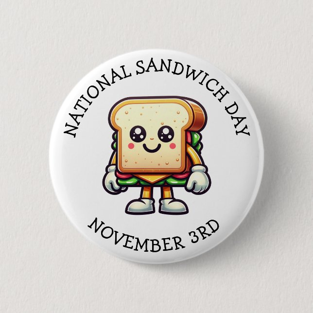 Macaron Rond 5 Cm Journée nationale des sandwichs | 3 novembre (Devant)