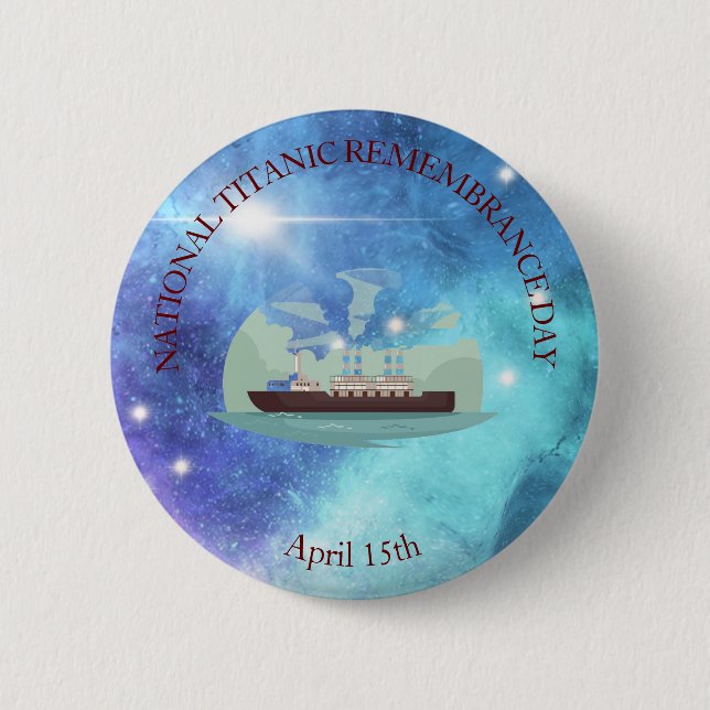 MACARON ROND 5 CM JOURNÉE NATIONALE DU SOUVENIR TITANIQUE (Devant)