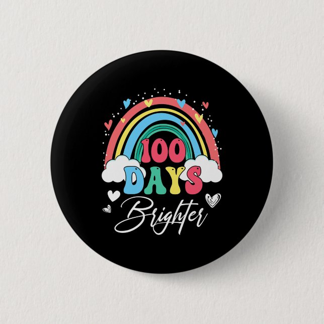 Macaron Rond 5 Cm Jours Brighter Rainbow enseignant élève 100e jour  (Devant)