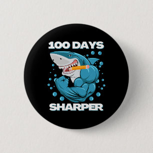 Macaron Rond 5 Cm Jours Sharper Shark Plaisir 100 Jours D'École