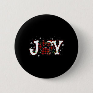 Macaron Rond 5 Cm Joy Buffalo Red Plaid Chien Empreinte de patte Chr