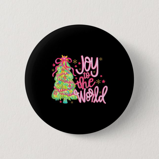 Macaron Rond 5 Cm Joy To The World Jesus Christian Xmas Tree Holiday (Devant)