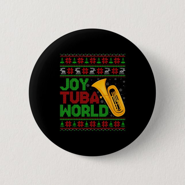 Macaron Rond 5 Cm Joy Tuba World Music Lover Xmas Tuba Ugly Christma (Devant)