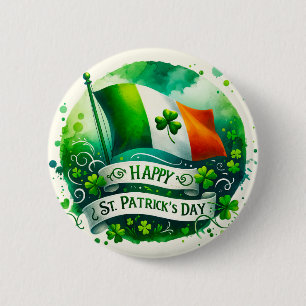 Macaron Rond 5 Cm Joyeuse épingle de la Saint Patrick