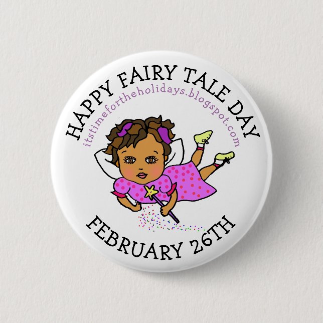Macaron Rond 5 Cm Joyeuse Fairy Tale Day } 26 février (Devant)