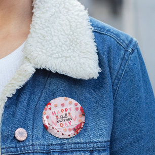 Macaron Rond 5 Cm Joyeuse fête de Galentine's Day Nourriture & Boiss