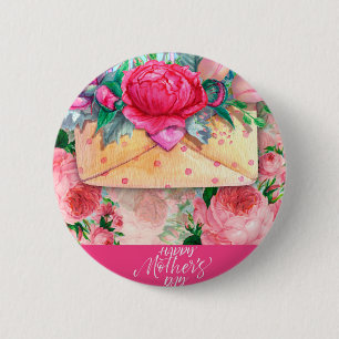 Macaron Rond 5 Cm Joyeuse fête des mères Fleurs florales violettes r