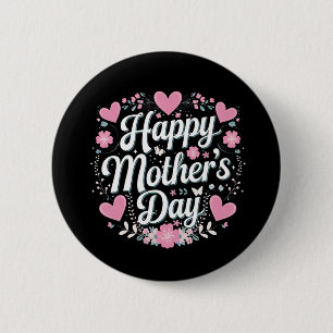 Macaron Rond 5 Cm Joyeuse fête des Mères Maman mignonne florale Gran