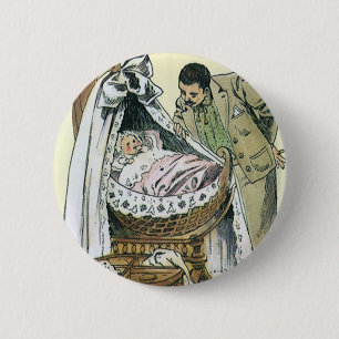 Macaron Rond 5 Cm Joyeuse Fête des Pères Vintage, Couffin de bébé vi