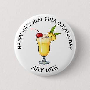 Macaron Rond 5 Cm Joyeuse fête nationale du Pina Colada - 10 juillet
