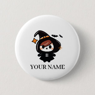 Macaron Rond 5 Cm Joyeuse Halloween Sorcière
