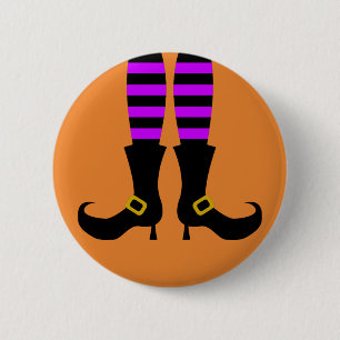 Macaron Rond 5 Cm Joyeuse Jambe de sorcière Halloween