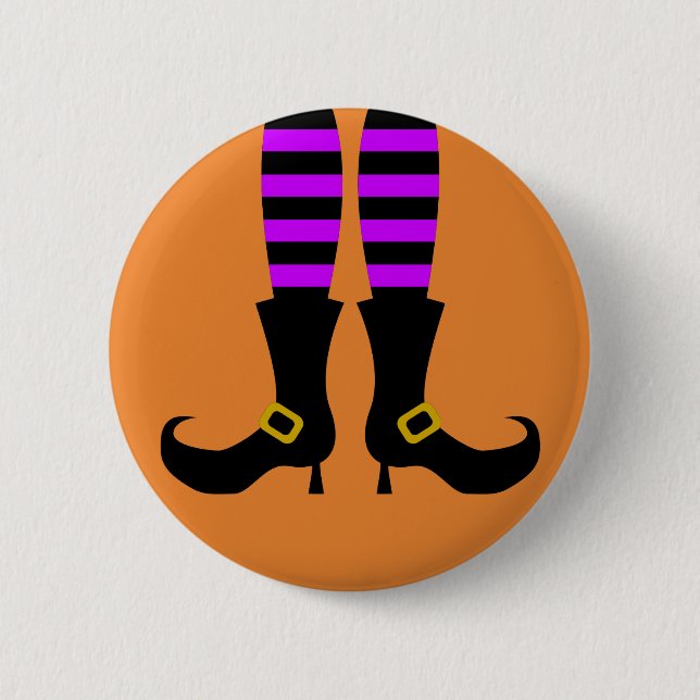 Macaron Rond 5 Cm Joyeuse Jambe de sorcière Halloween (Devant)