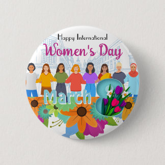 Macaron Rond 5 Cm Joyeuse Journée internationale de la femme 8 mars 