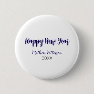 Macaron Rond 5 Cm Joyeuse nouvelle année violet noir ajouter nom ann