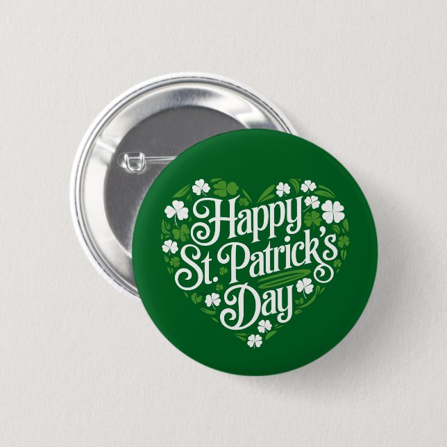 Macaron Rond 5 Cm Joyeuse Saint-Patrick  (Devant & derrière)
