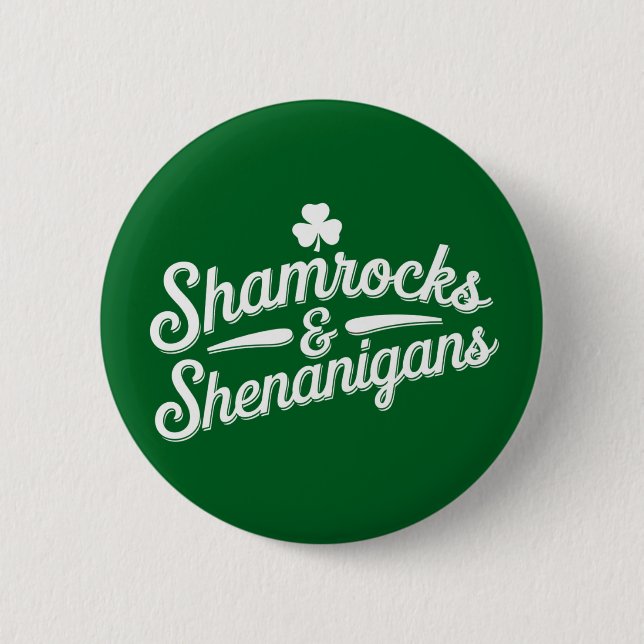 Macaron Rond 5 Cm Joyeuse Saint-Patrick Chance Shamrock & Shenanigan (Devant)
