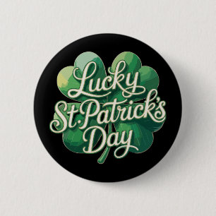 Macaron Rond 5 Cm Joyeuse Saint-Patrick Typographie Vintage